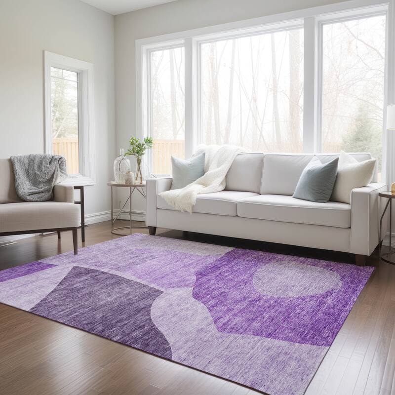 Machine Washable Indoor/ Outdoor Chantille Modern Abstract Rug