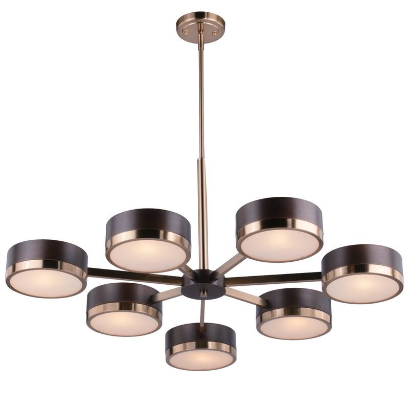 Mid-Century Chandelier 7 Light Dining Room Light Bronze Ceiling Light Fixture 35.5" Wide - 74.25
