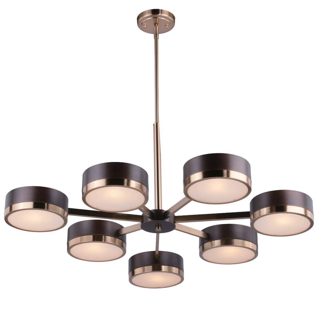 Mid-Century Chandelier 7 Light Dining Room Light Bronze Ceiling Light Fixture 35.5" Wide - 74.25