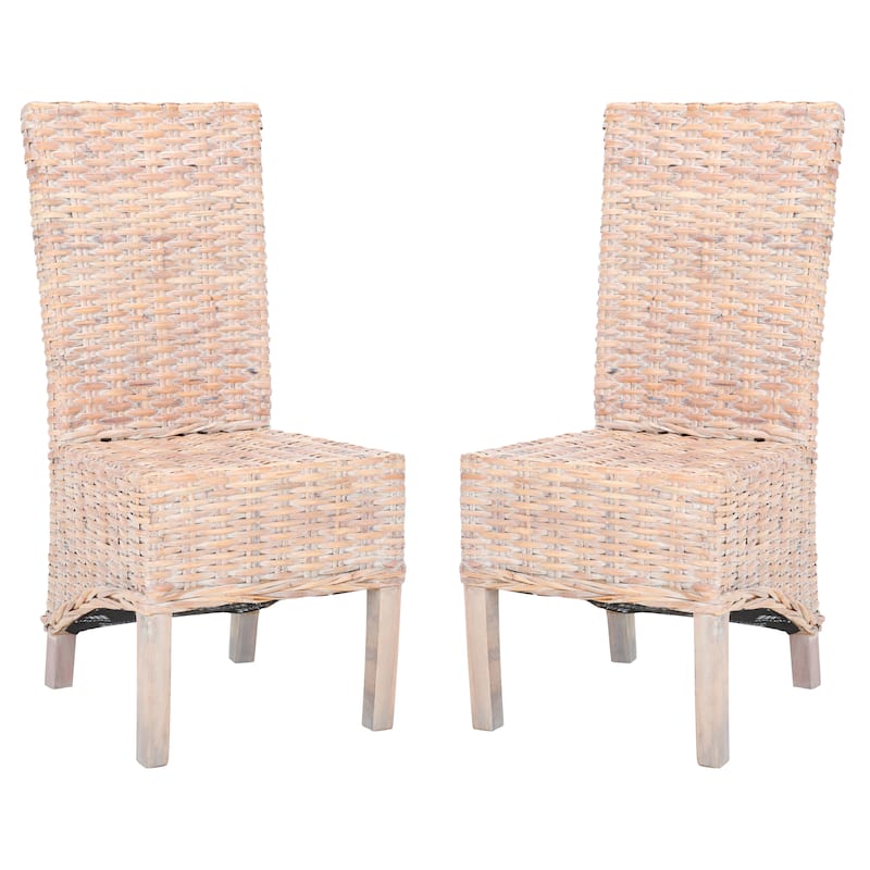 SAFAVIEH Candy Natural Wicker Dining Chair (Set of 2) - 19" W x 22" D x 41" H - 19Wx22Dx41H - White