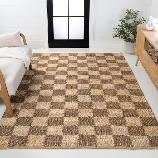 slide 2 of 21, JONATHAN Y Theo Modern Farmhouse Woven Jute Checkerboard Area Rug Natural/Brown - 2 X 10