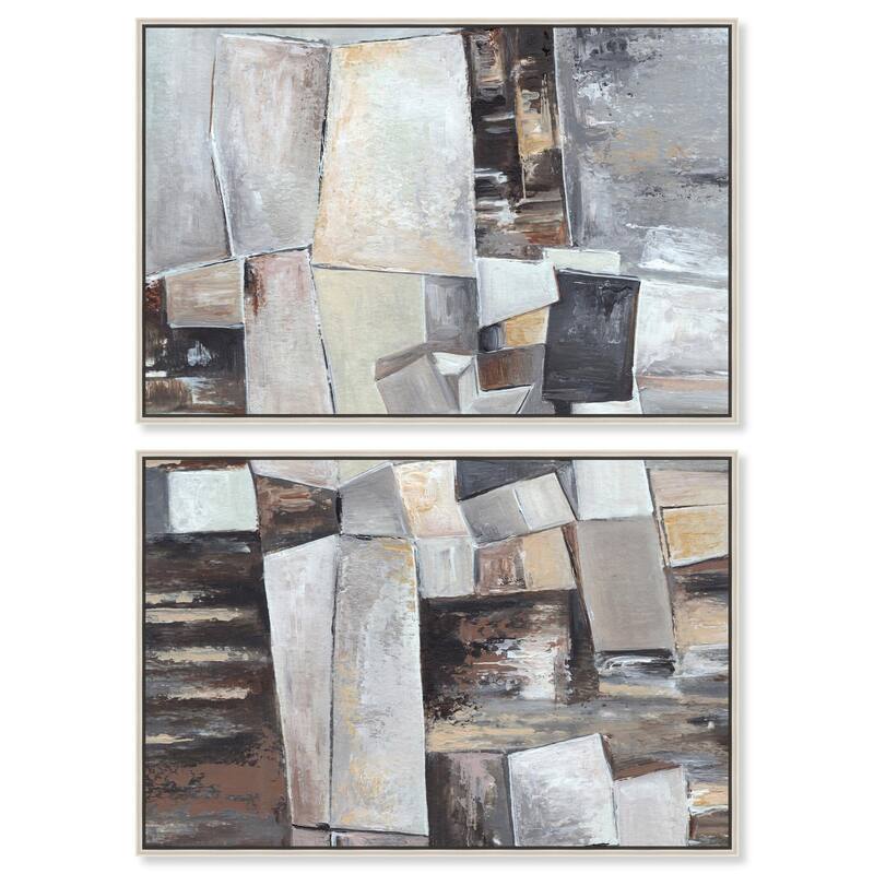 Inside the Future Canvas Set of 2 by Art Remedy - 15" x 10" - Silver