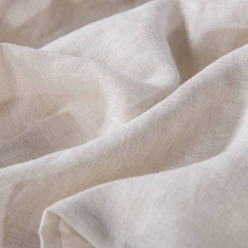 Linen Bed Skirt, 3 Side Linen Border, 16" Ruffled Drop, Twin, Queen, King, CK Size, White, Natural Color
