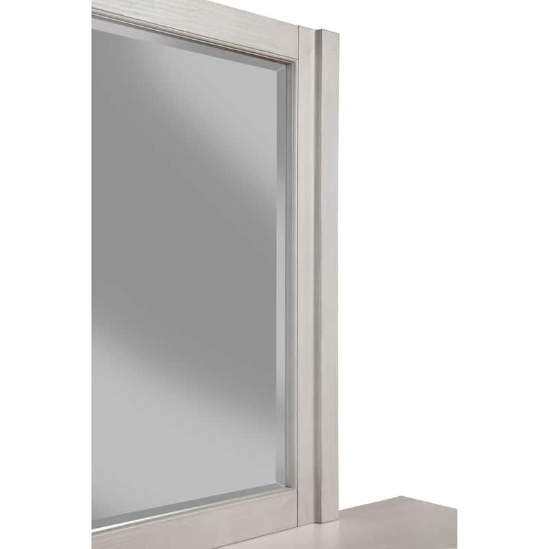 Origins by Alpine Denver Wood Mirror in Light Gray - White