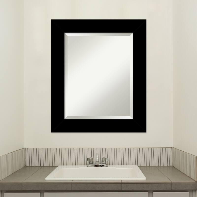 Basic Beveled Wood Framed Bathroom Vanity Wall Mirror