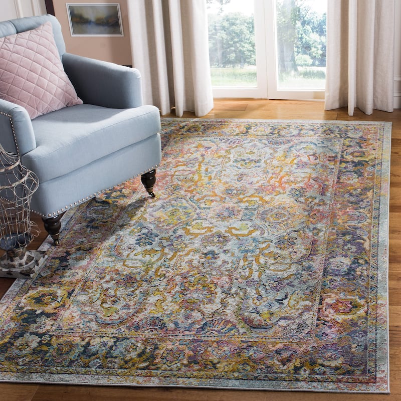 SAFAVIEH Crystal Meentke Vintage Boho Oriental Rug - 8' x 10' - Light Blue/Orange
