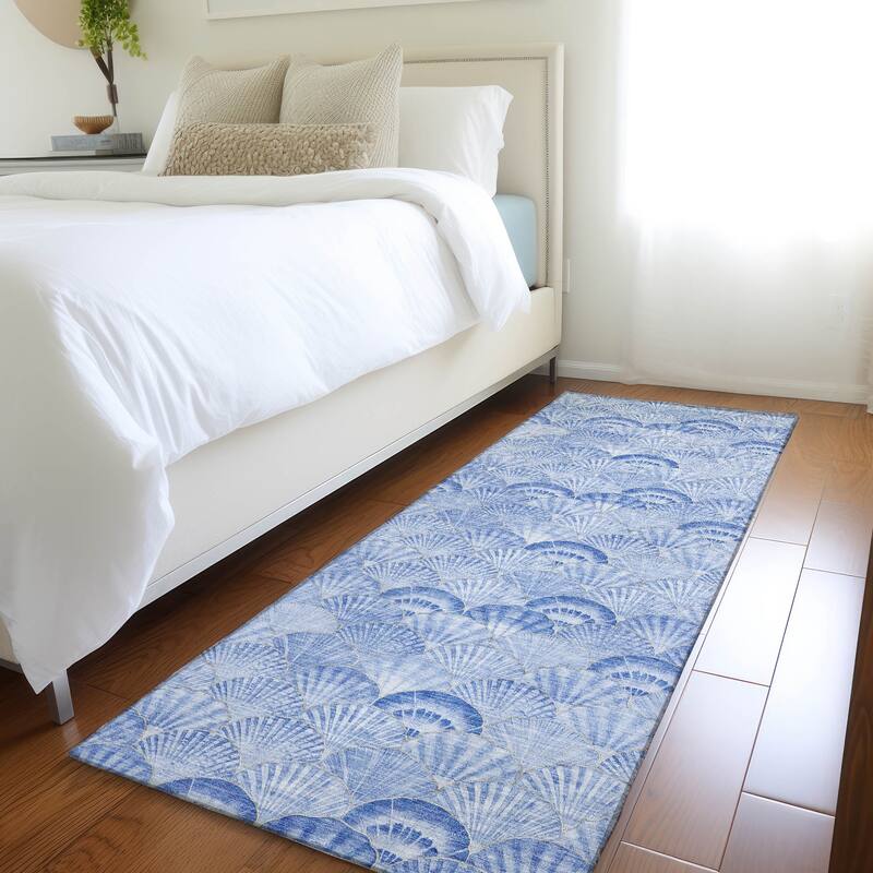 Premium Washable Super Soft Coastal Seashell Mayfield Rug - Blue - 2' 3" x 7' 6" - Runner