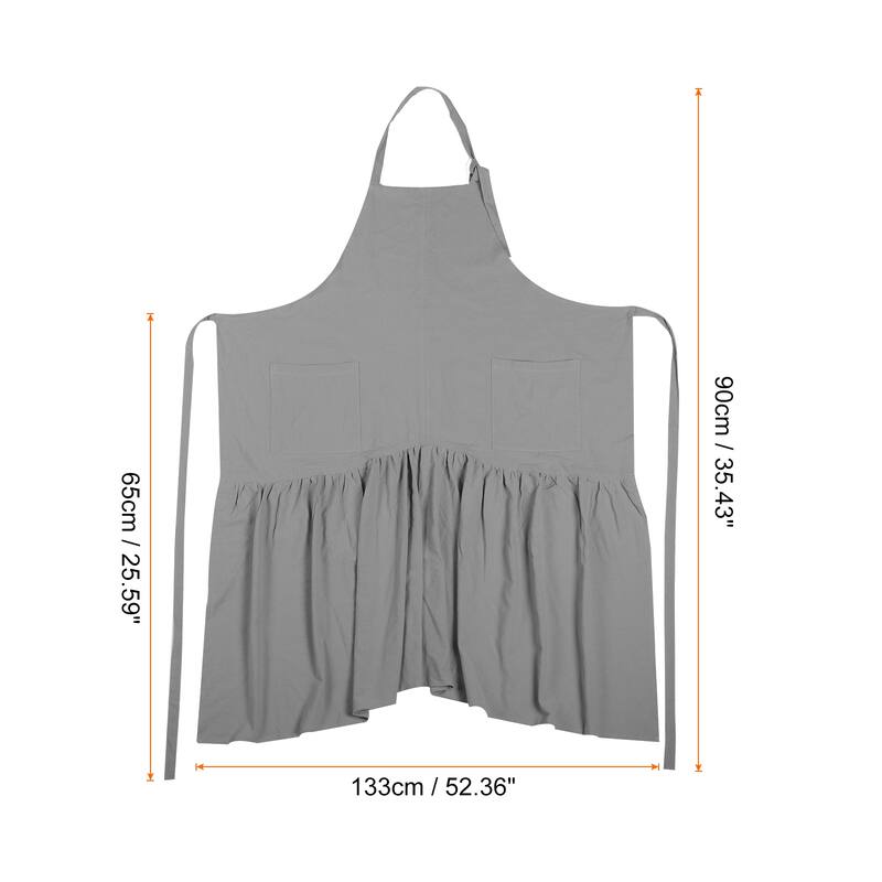 Cotton Linen Apron, Fishtail Aprons for Women Flower Shop Nail Salon - 35.43 inch - Grey