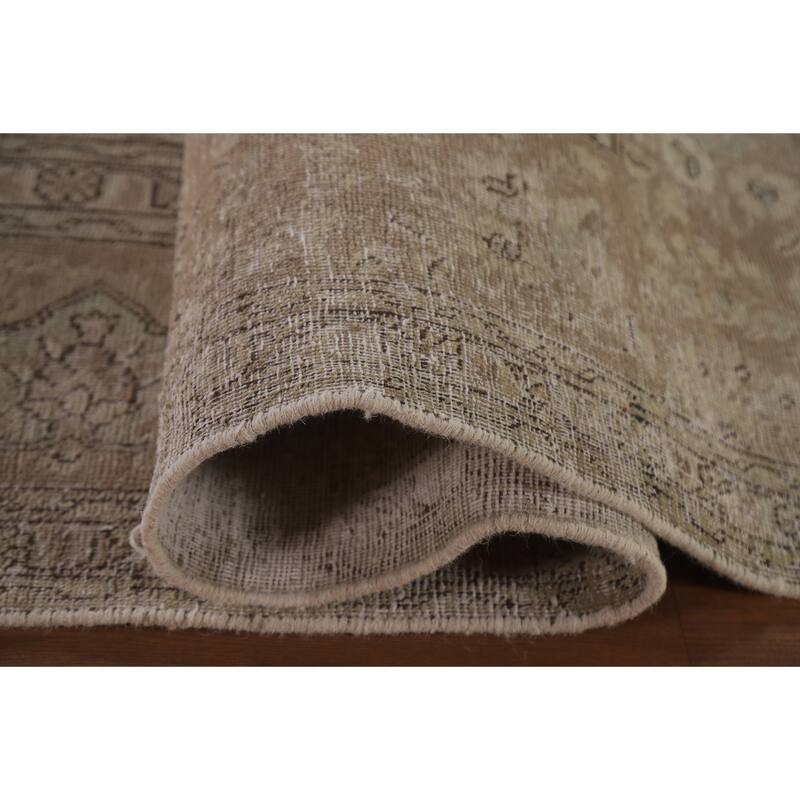 Hand Knotted Oriental 100% Wool Carpet Traditional Floral Beige & Ivories Tabriz Area Rug - 12' 7'' X 10' 2''