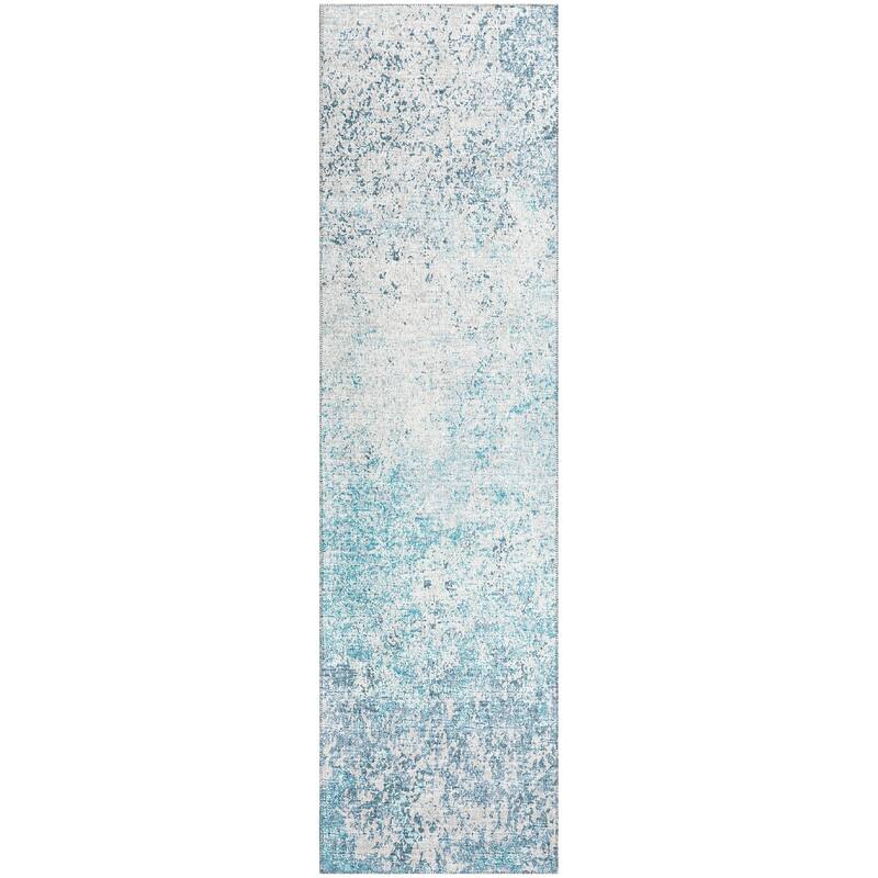 Indoor/Outdoor Rylee Modern Abstract Washable Rug New - Blue - 2'3" x 7'6" Runner
