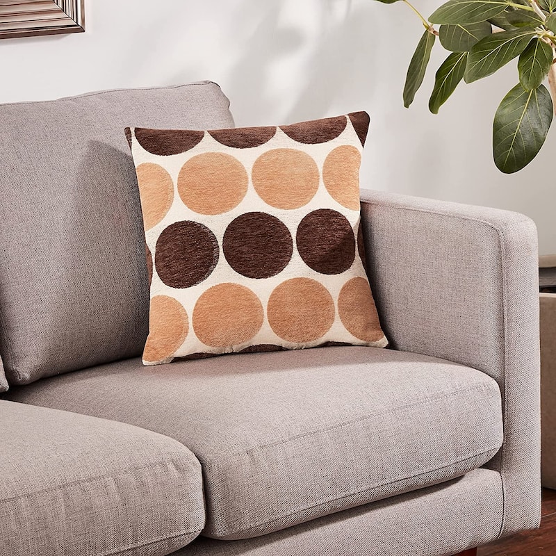 Violet Linen Chenille Candy Circle Spots Pattern Decorative Cushion Cover