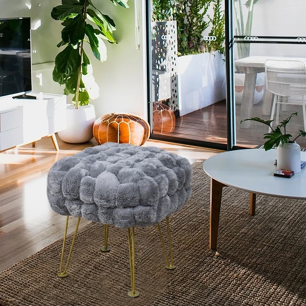 Faux fur pouf ottoman discount