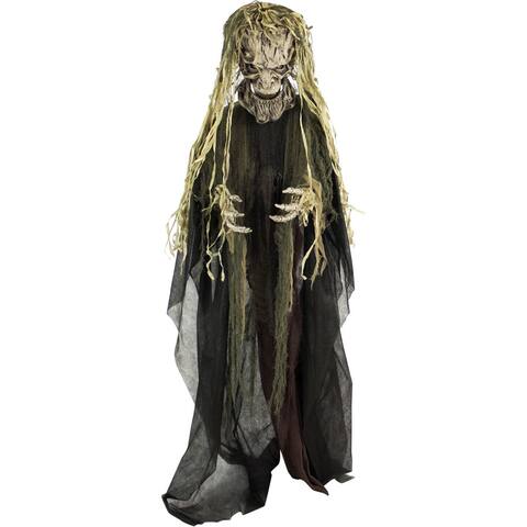 Haunted Hill Farm Life-Size Animatronic Tree Man, Indoor/Outdoor Halloween Decoration, Light-up White Eyes, Poseable, Battery