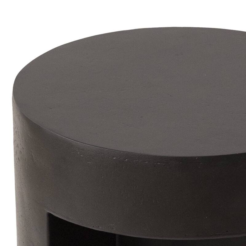 Nook 14" Wide Round Side Table in Fiberstone with Open Storage Compartment