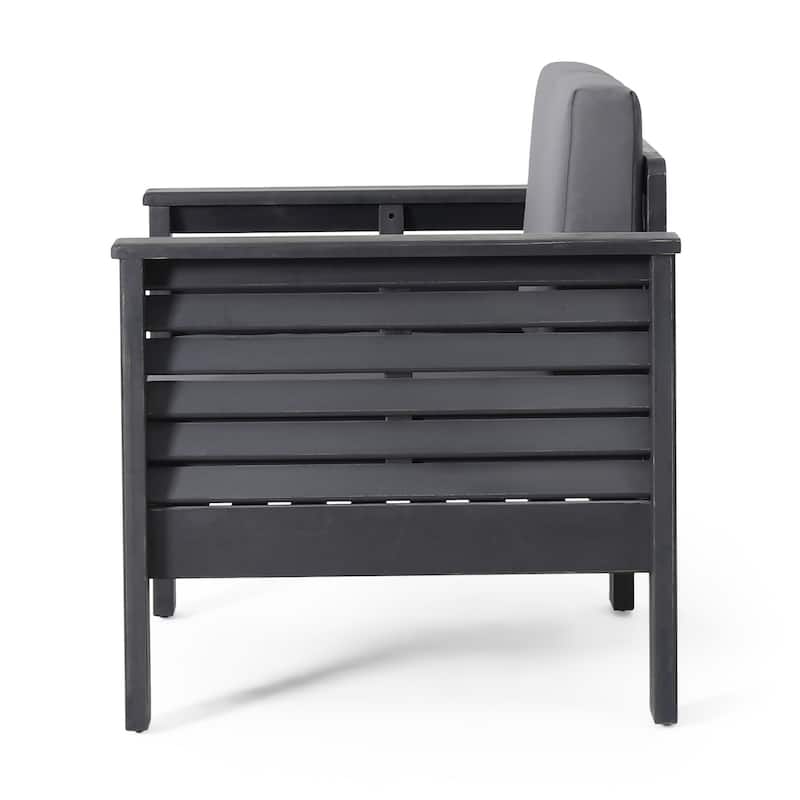 Siyal Outdoor Club Accent Chair Set of 2, Soft Dark Gray, Acacia Wood
