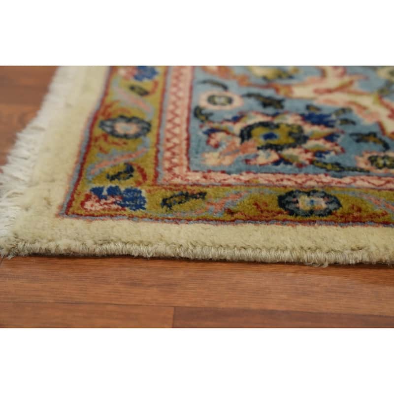 Hand Knotted Oriental 100% Wool Carpet Traditional Floral Beige & Ivories Kashan Area Rug - 10' 5'' X 6' 8''