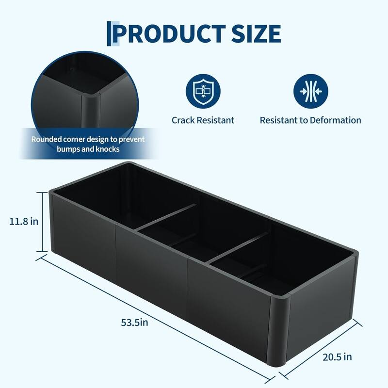 136x52x30cm Metal Planter Box with Snap-On Assembly Large Garden Planters Use With Base