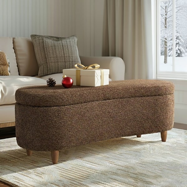 slide 2 of 47, INK IVY Bailey Boucle-Style Curved Storage Accent Bench