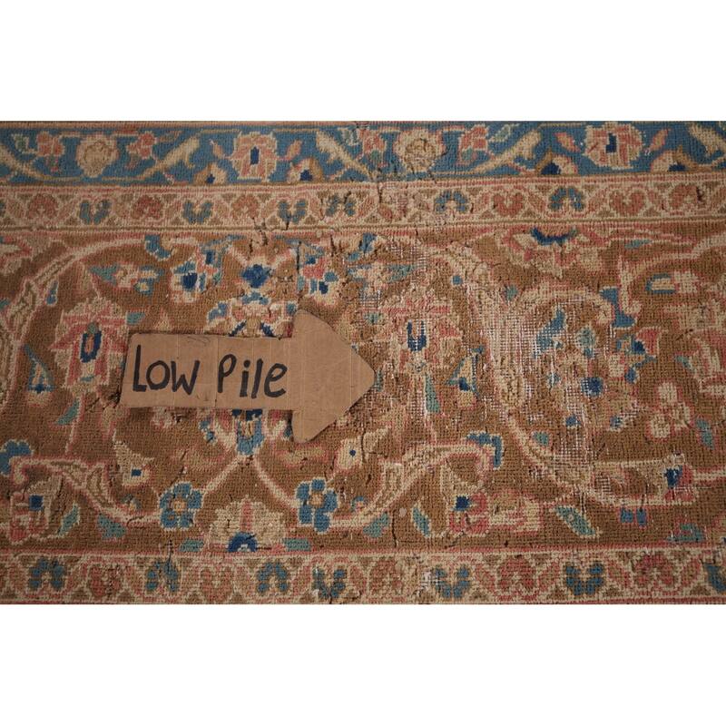 Traditional Kashan Persian Large Vintage Rug Hand-Knotted Wool Carpet - 9'6"x 14'10"