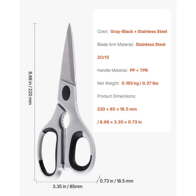 Versatile Stainless Steel Kitchen Scissors with Sheath for Precision Cuts Included Plastic Sheath