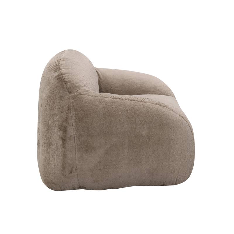 Roundhill Furniture Adell Polar Bear Faux Fur Swivel Cuddle Chair
