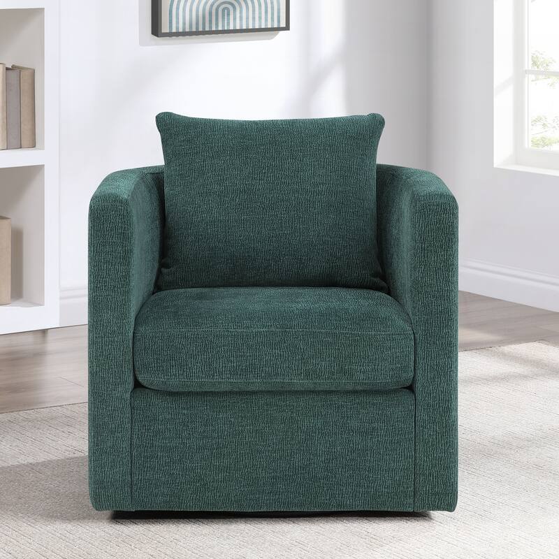Performance Fabric Swivel Barrel Chair - Peacock