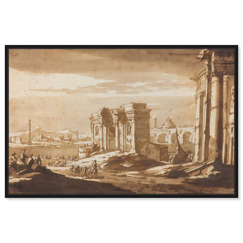 Capriccio View of Roman Ruins Canvas by Art Remedy - 15" x 10" - Black