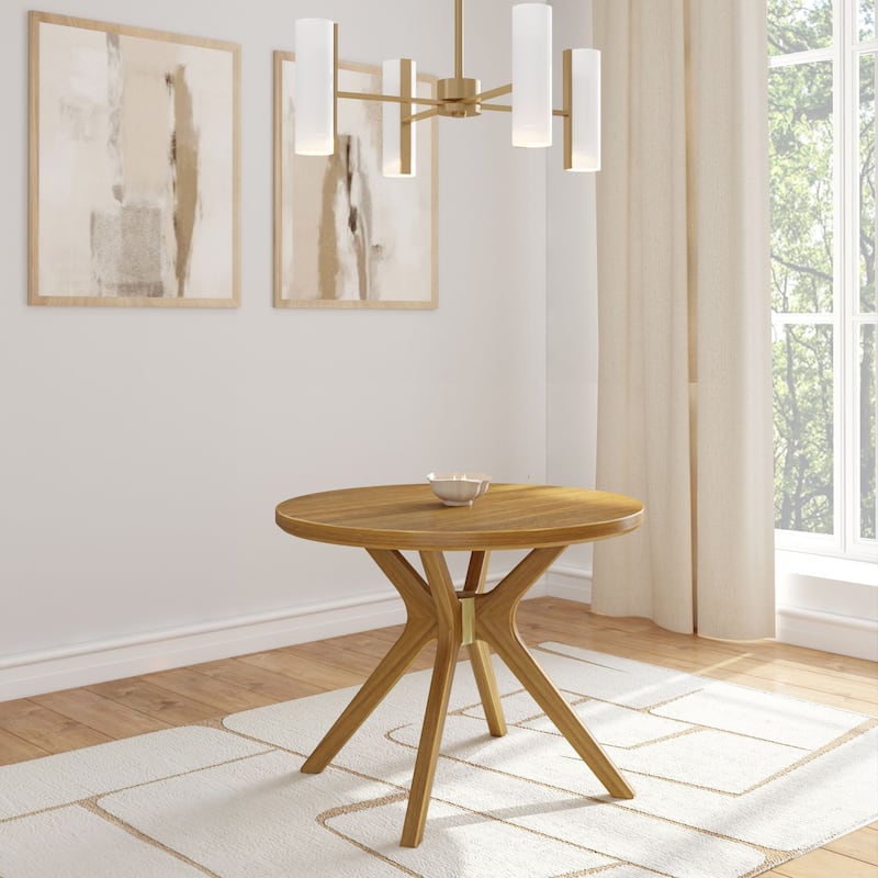 Plank and Beam Verso Cross Leg Round Dining Table - 38" - Pecan