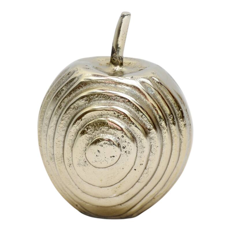 Aluminum Apple Sculpture with Modern Textured Design - 6" Gold - 5" x 5" x 6"