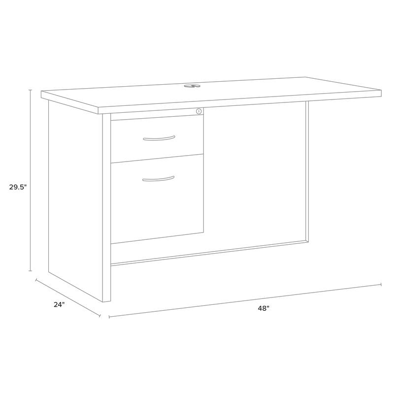Hirsh 24D x 48W Left Hand Return for Single Pedestal Office Desk, Charcoal / Mahogany