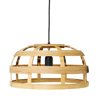 VIP Bamboo 16.14 in. Brown Hanging Canopy Light
