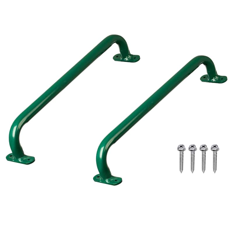 Green Metal Safety Grab Handles Set, Kids Outdoor Play House Hand Grip Bars for Jungle Gym Playground Set Accessory