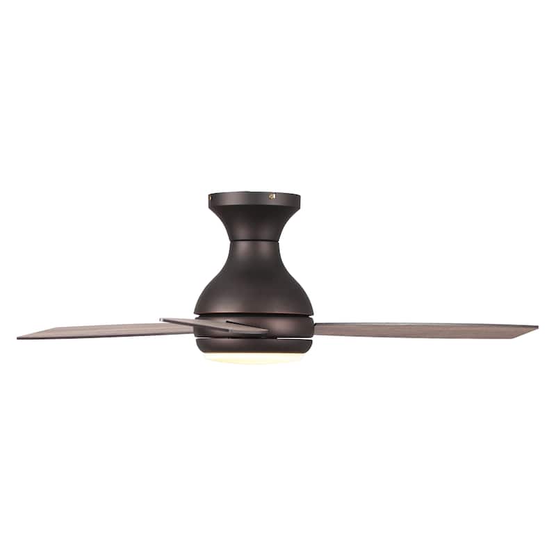 48" Bronze 3-Blade Integrated LED Flush Mount Ceiling Fan with Remote