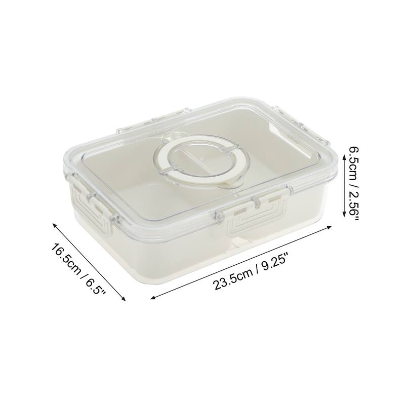 Rectangle Fridge Food Storage Containers 2 Compartment White Transparent 1 Set - White Transparent