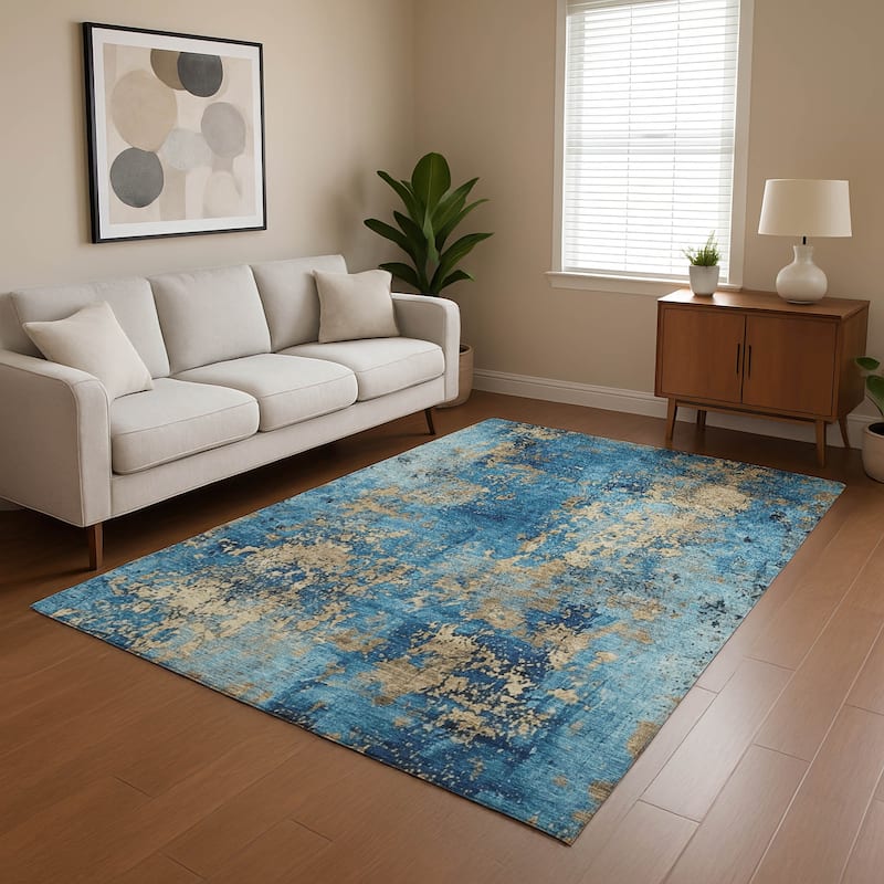 Premium Washable Super Soft Chic Abstract Mayfield Rug - Blue - 9' x 12'