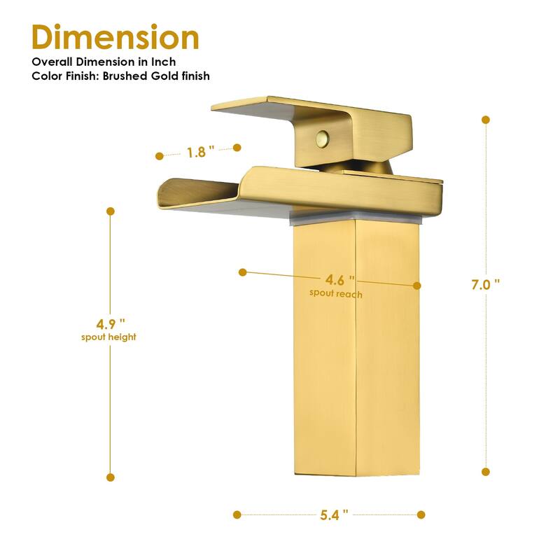Altair Sassor Single Hole Single-Handle Waterfall Bathroom Faucet in Brushed Gold