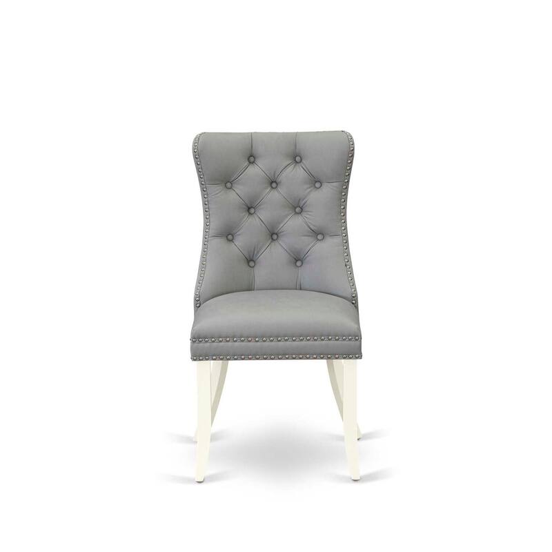 Modern Parson Dining Chairs - Light Gray Faux Leather Padded Set of 2