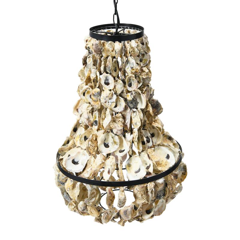Metal and Draped Oyster Shell Chandelier