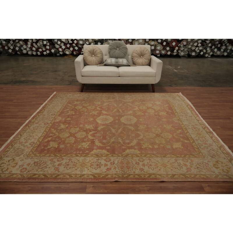Hand Knotted Oriental 100% Wool Carpet Traditional Floral Red Ziegler Area Rug - 8' 1'' X 7' 9''