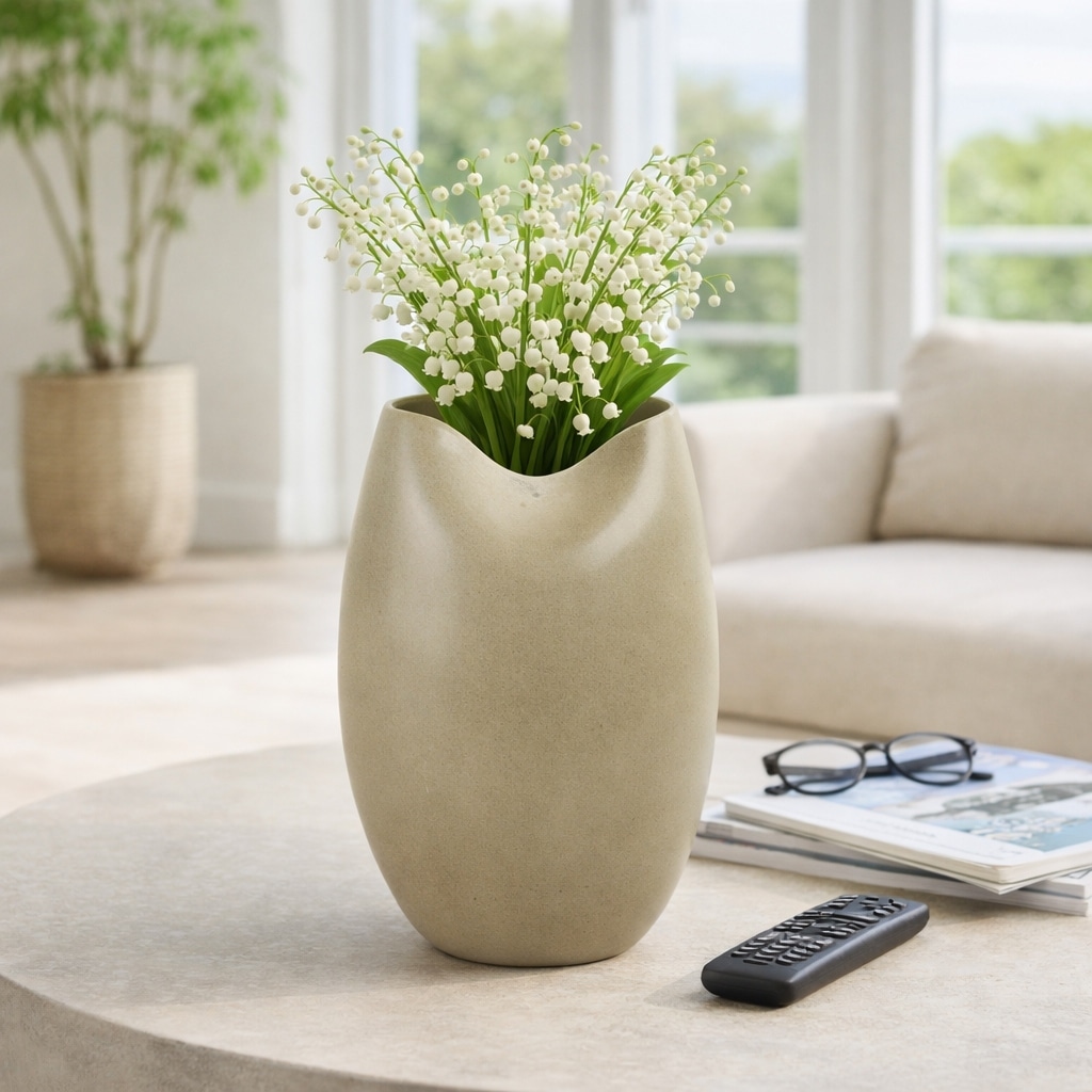 Decorative Vase - Brown Ceramic Modern Minimalist, 12 in.