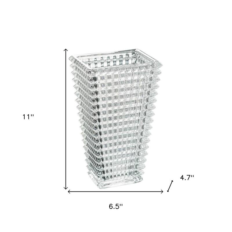 11" Clear Geometric Glass Table Vase - 6.50