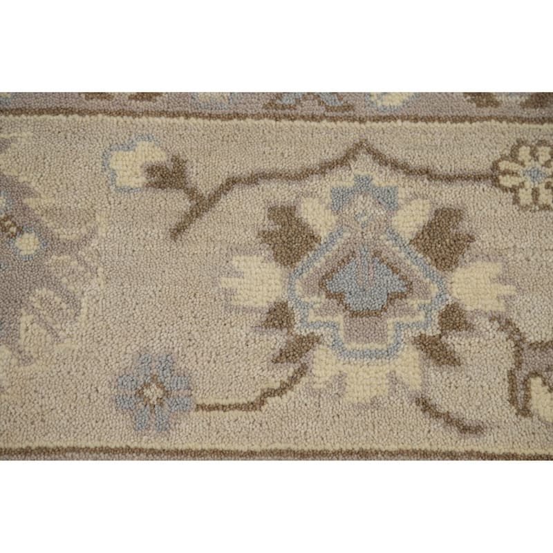 Light Blue Oushak Indian Area Rug Handmade Transitional Wool Carpet - 7'10" x 10'3"