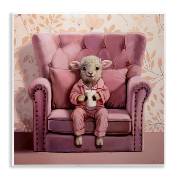 slide 2 of 7, Stupell Baby Cow in Pink Chair Wall Plaque Art Design By Lucia Heffernan 12 x 12