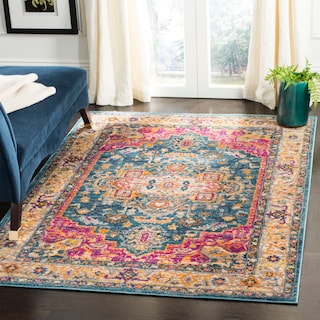 SAFAVIEH Madison Alevtina Boho Oriental Medallion Rug - Blue/Multi - 5' 1" x 7' 6"