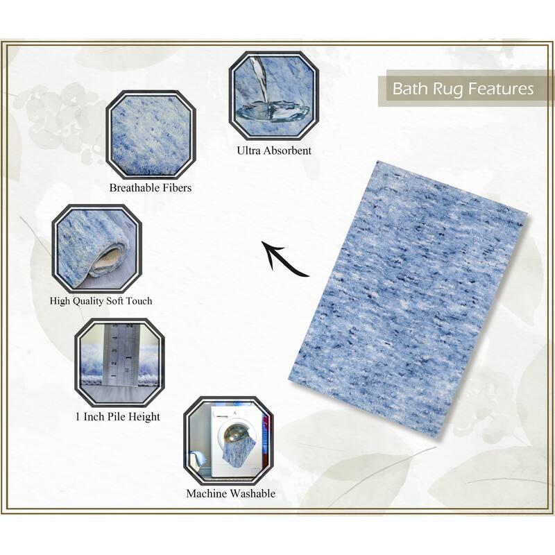 Home Weavers Cloud Comfort 100% Microfiber Bathroom Rug, Non Slip Bath & Water Absorbent Soft Bath Mat - 3 PC Set with Runner