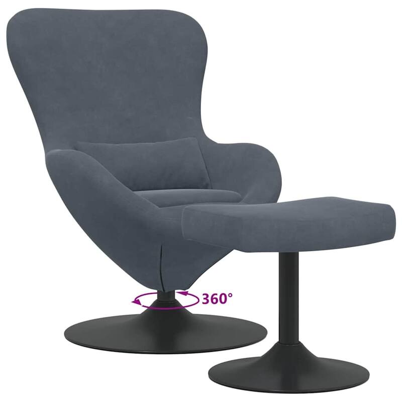 vidaXL Egg Chair Black/ Dark/Light Grey Velvet - 24.8 x 28.7 x 35.4