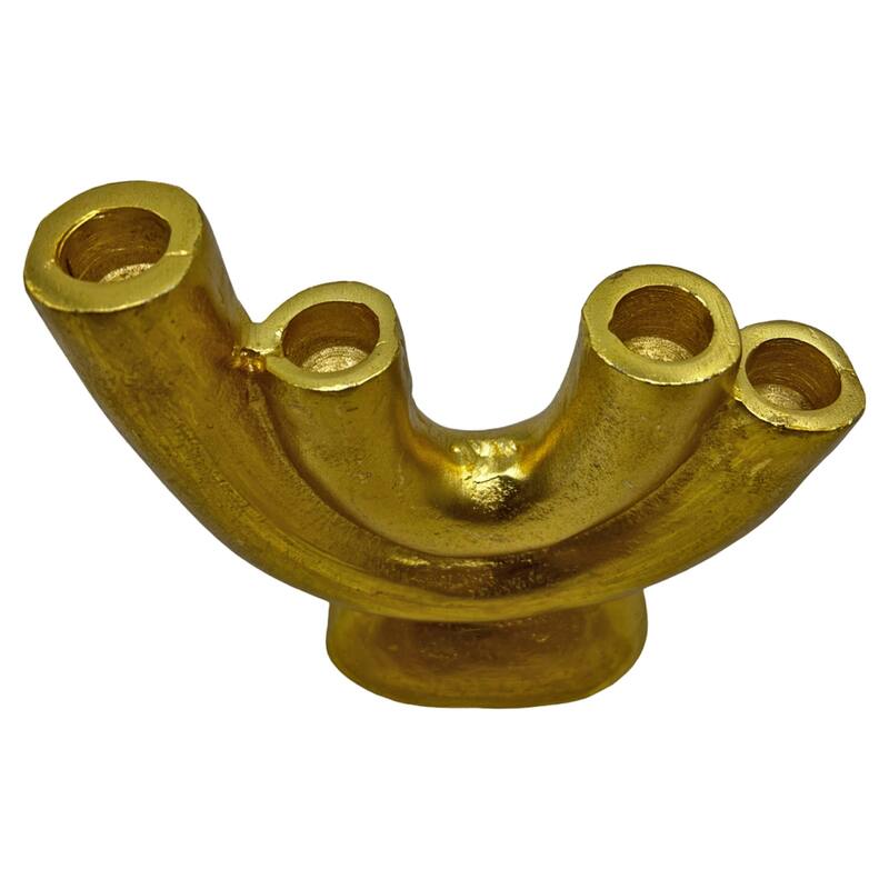 17 Inch Decorative Handmade Aluminum Modern U-shape Candle holder in Gold - 7 x 2 x 7 in