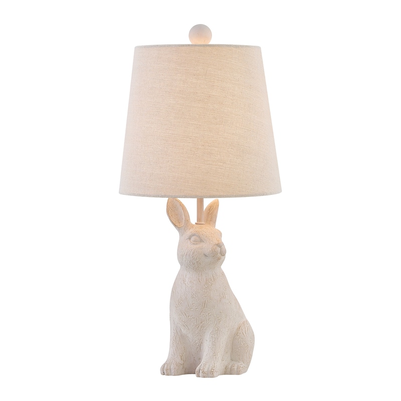 19"H White Resin Rabbit Table Lamp With Shade - 9" x 9" x 19"