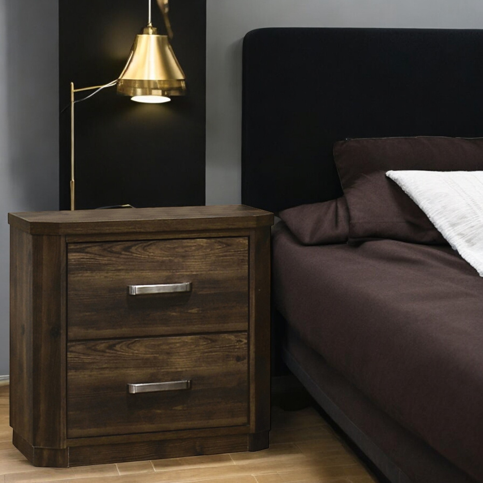 Rustic walnut nightstand discount