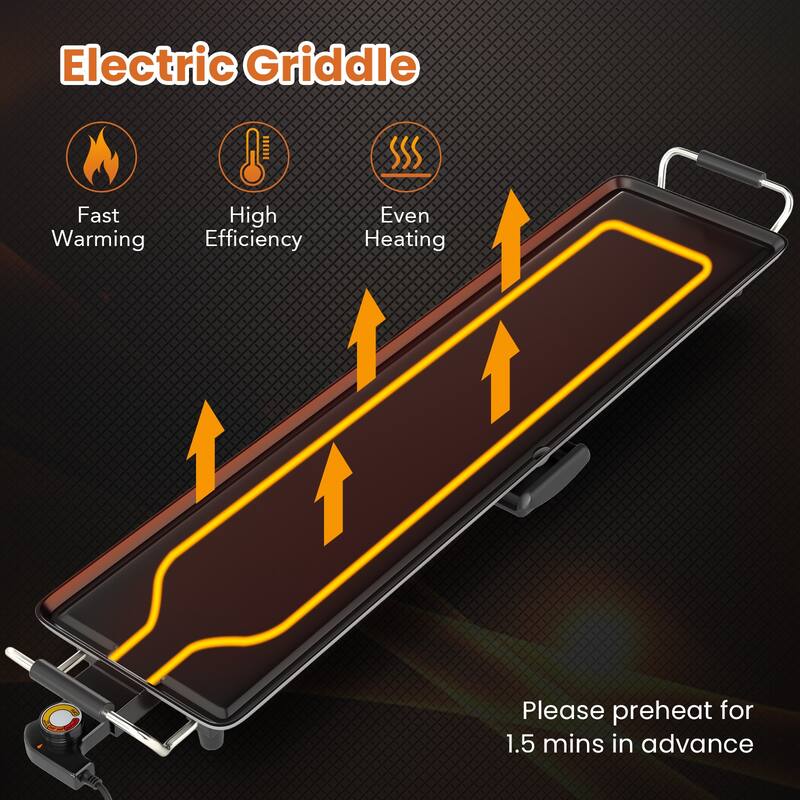Gymax 35'' Extra Large Electric Griddle w/ Adjustable Temperature
